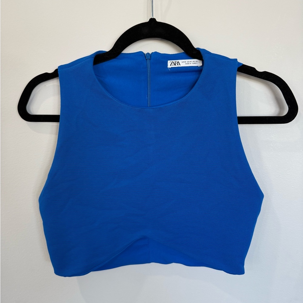 Zara Vibrant Blue‎ Sleeveless Crop Top